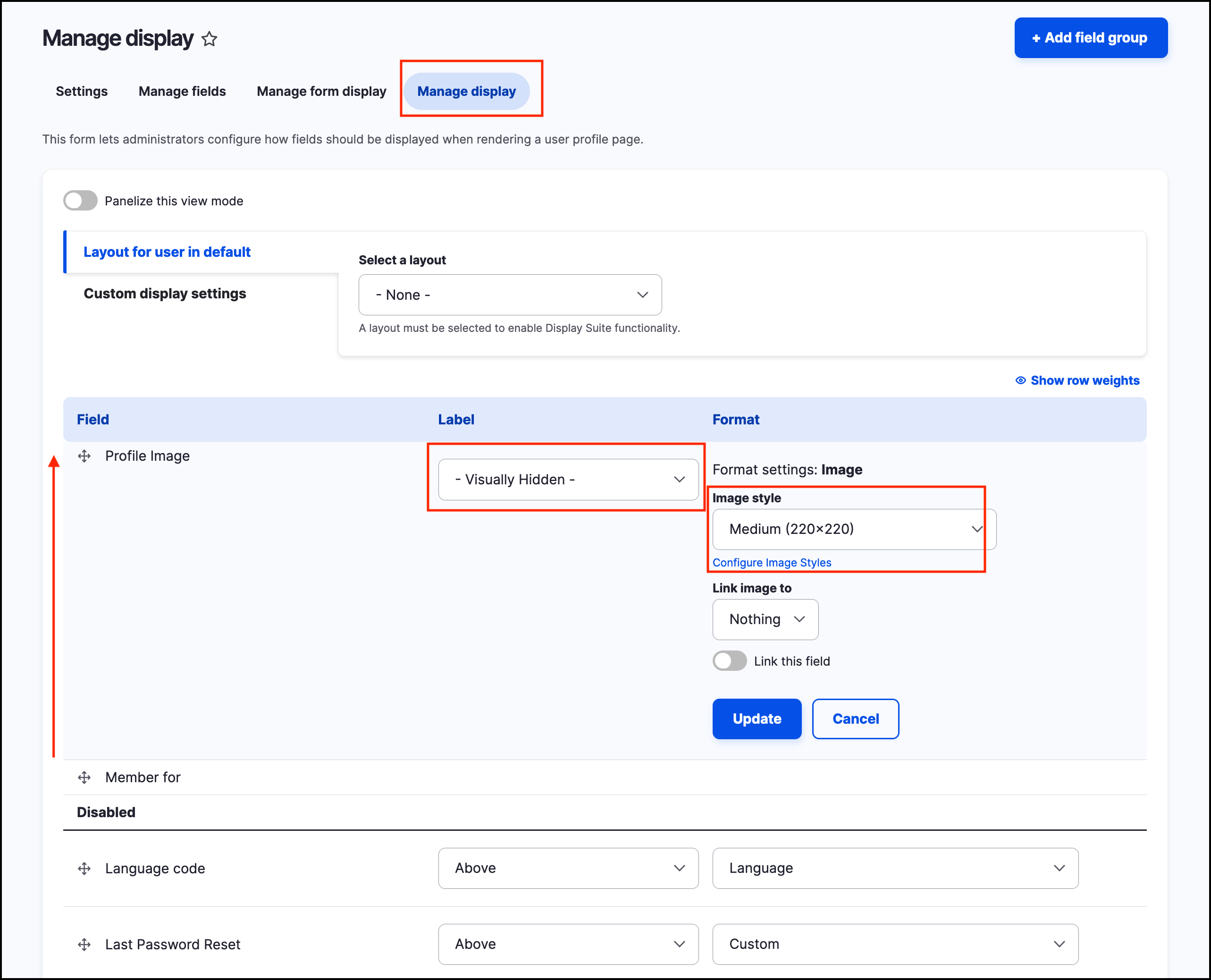 Image of Field settings