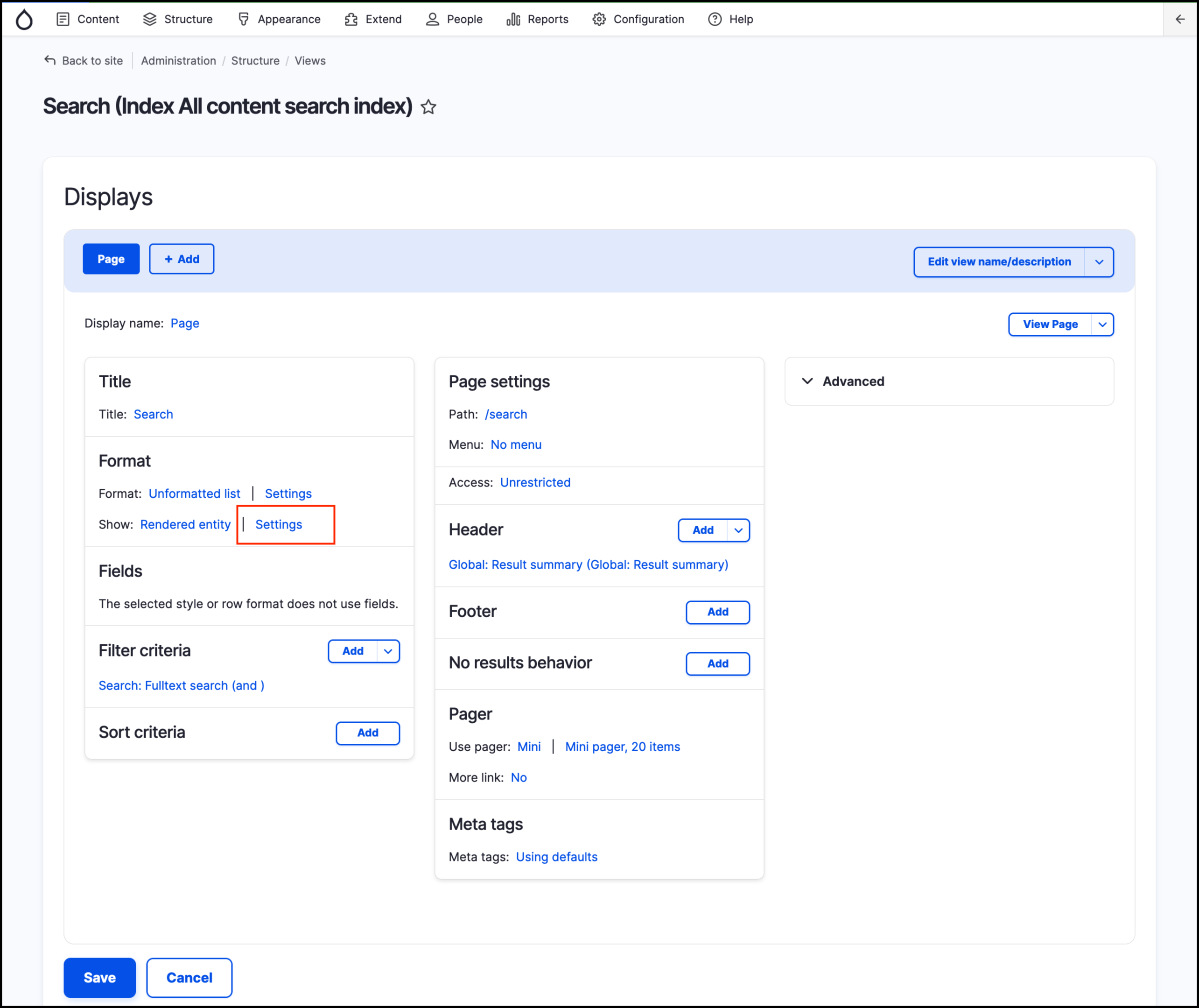 Image of edit Search view